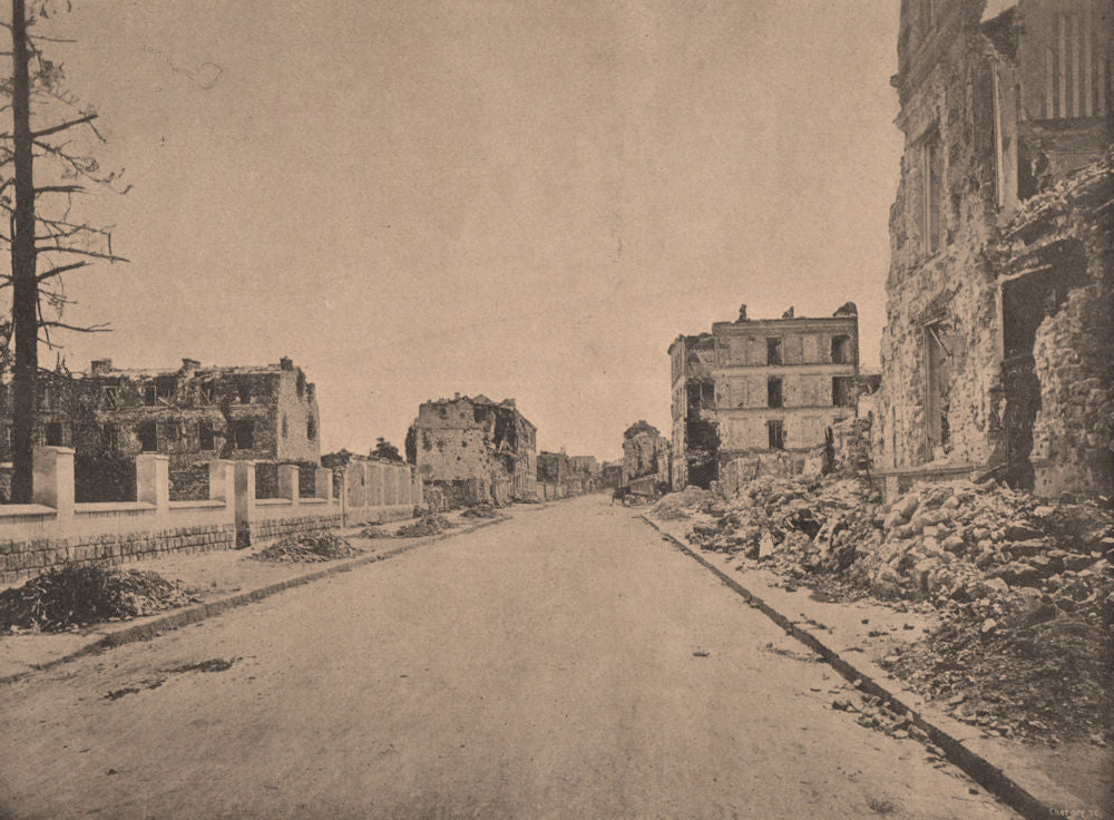 PARIS COMMUNE 1871. Neuilly mutilé.- La Rue Perronnet. Hauts-de-Seine c1873